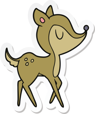 Bir insan tarafından çizilmiş şirin bir geyiğin çıkartması.