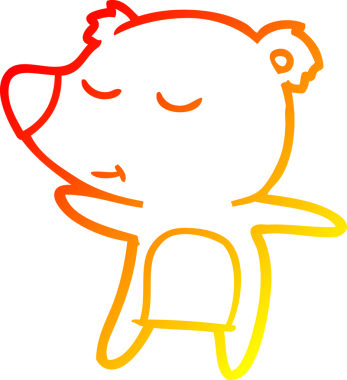 Bir insan tarafından çizilmiş mutlu çizgi film ayısının sıcak çizgi çizimi