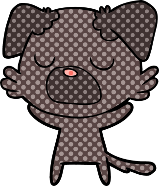 Bir insan tarafından çizilmiş çizgi film köpeği.