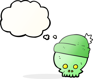 Bir insan tarafından çizilmiş serbest çizim balon kafatası şapkası.