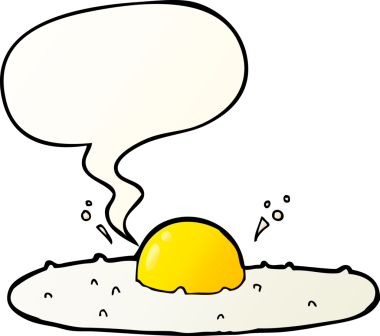 bir insan tarafından çizilmiş yumuşak eğimli konuşma baloncuklu karton yumurta.