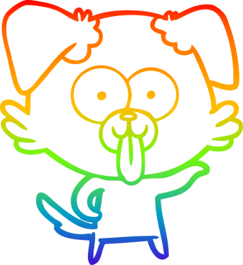 Bir insan tarafından çizilmiş dilli çizgi film köpeğinin çizimi.