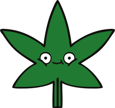 Bir insan tarafından çizilmiş marihuana yaprağı karikatürü.
