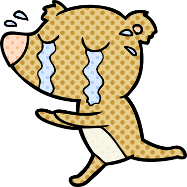 Bir insan tarafından çizilmiş ağlayan ayı karikatürü.