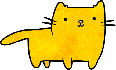 Bir insan tarafından çizilmiş çizgi film kedisi.