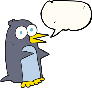 Bir insan tarafından çizilmiş serbest konuşma balonu karikatürü pengueni
