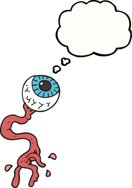 Bir insan tarafından çizilmiş serbest çizim balon karikatür iğrenç göz.