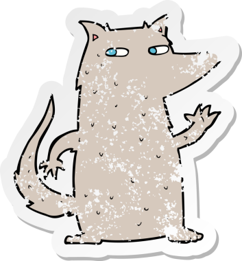 Bir insan tarafından çizilen kurt çizgi filminin gerilimli yapıştırması.