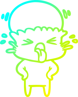 Bir insan tarafından çizilmiş garip bir çizgi film uzaylısının soğuk gradyan çizimi