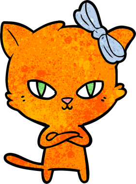 Bir insan tarafından çizilmiş sevimli çizgi film kedisi.