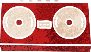 Bir insan tarafından çizilmiş bir müzik setinin retro çizim tarzı karikatürü