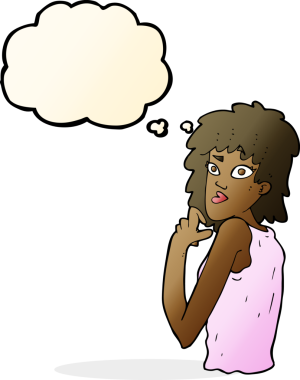 Bir insan tarafından çizilmiş düşünce balonlu bir karikatür.