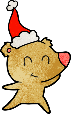 Bir insan tarafından çizilmiş Noel Baba şapkası giymiş kadın ayı eli.