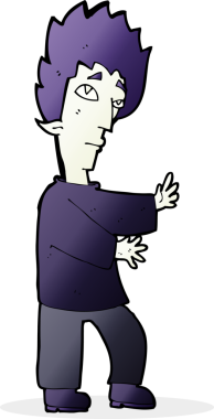 Bir insan tarafından çizilmiş bir vampir çizgi filmi.