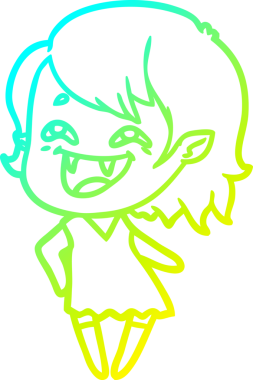 Bir insan tarafından çizilmiş gülen vampir kız çizgi filmi.