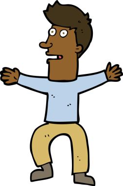 Çizgi film bir insan tarafından çizilmiş ürkmüş bir adam