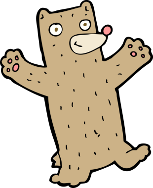 Bir insan tarafından çizilmiş çizgi film ayısı.