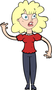 Bir insan tarafından çizilmiş endişeli bir kadın.