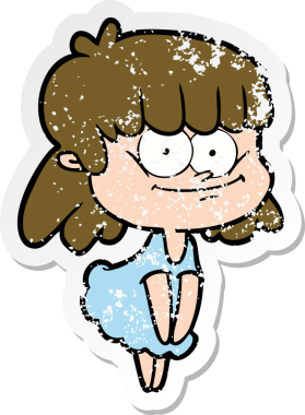 Bir insan tarafından çizilmiş gülümseyen bir karikatür çıkartması.