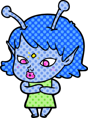 Bir insan tarafından çizilmiş güzel uzaylı kız.