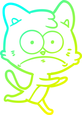 İnsan tarafından çizilmiş bir çizgi film çizimi. Sinirli bir kedi.