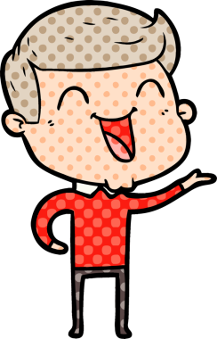 Bir insan tarafından çizilmiş gülen çizgi film adamı.