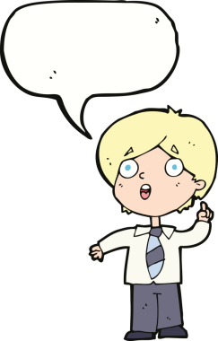 Çizgi film öğrencisi soruya bir insan tarafından çizilmiş konuşma balonuyla cevap veriyor.