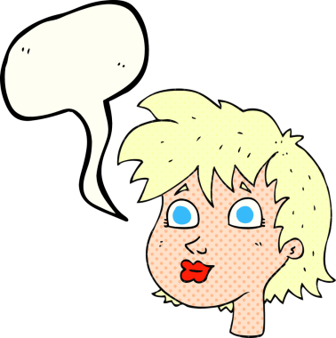 Bir insan tarafından çizilmiş serbest çizilmiş çizgi roman konuşma balonu kadın yüzü.