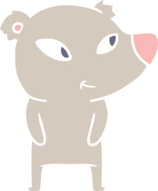 Bir insan tarafından çizilmiş şirin düz renkli çizgi film ayısı.