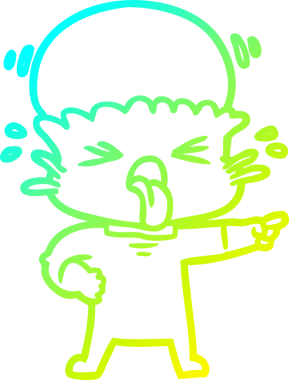 Bir insan tarafından çizilmiş iğrenç bir çizgi film uzaylısının soğuk gradyan çizimi