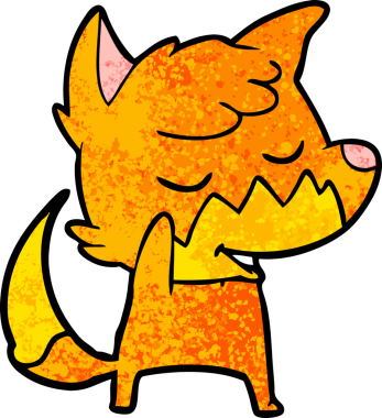 Bir insan tarafından çizilmiş dost canlısı çizgi film tilkisi