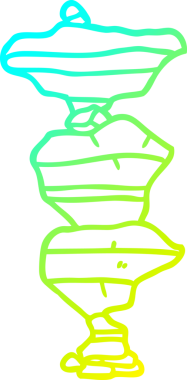 Bir insan tarafından çizilmiş istiflenmiş taş karikatürünün soğuk gradyan çizgisi.