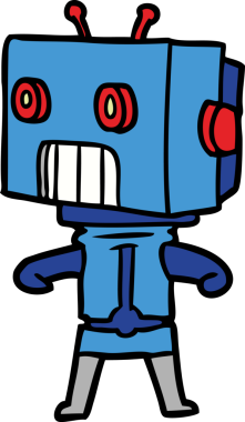 Bir insan tarafından çizilmiş çizgi film robotu