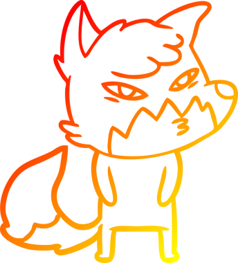 Bir insan tarafından çizilmiş akıllı bir tilkinin sıcak çizgi çizimi