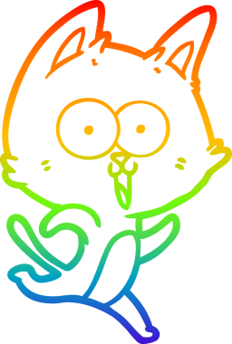 gökkuşağı gradyan çizimi bir insan tarafından çizilmiş komik bir çizgi film kedisi