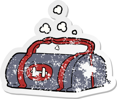 Bir insan tarafından çizilmiş spor çantasının sıkıntılı çıkartması.