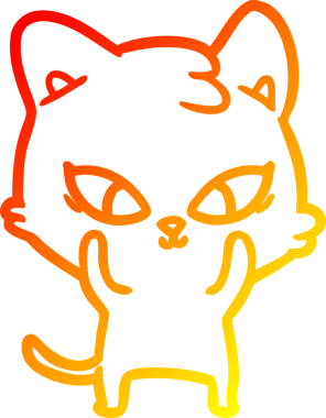 Bir insan tarafından çizilmiş sevimli bir çizgi film kedisinin sıcak çizgi çizgisi.
