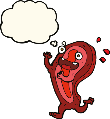 Bir insan tarafından çizilmiş düşünce baloncuklu et çizgi film karakteri