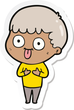 Bir insan tarafından çizilmiş karikatür adamın çıkartması.