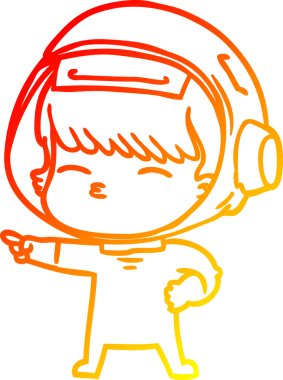 Bir insan tarafından çizilen çizgi film meraklısı astronotun sıcak çizgi çizimi