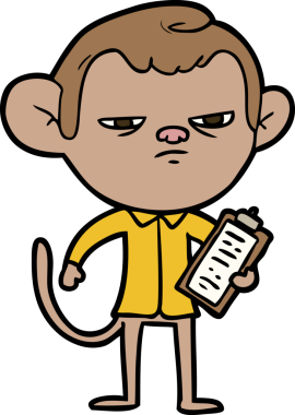 Bir insan tarafından çizilmiş kızgın maymun patron çizgi filmi.