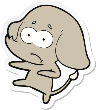 Bir insan tarafından çizilmiş belirsiz bir filin çıkartması.