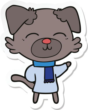 Bir insan tarafından çizilmiş bir köpeğin çıkartması.