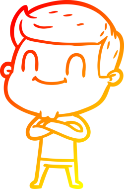 Bir insan tarafından çizilmiş, karikatür dostu bir adamın sıcak çizgi çizimi