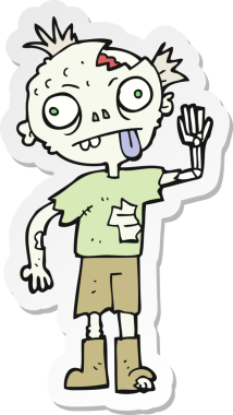 Bir insan tarafından çizilmiş zombi çizgi filminin çıkartması.