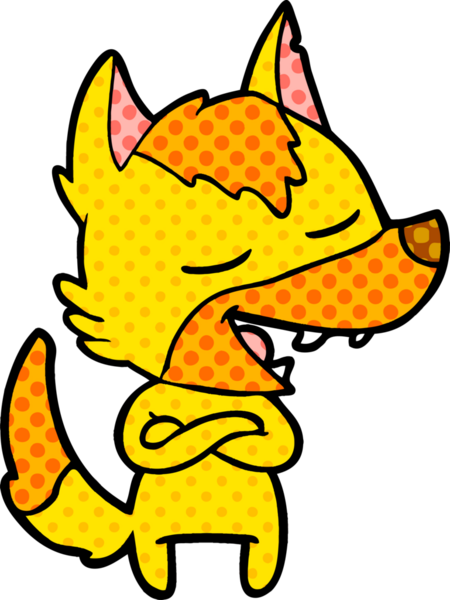 Bir insan tarafından çizilmiş tilki çizgi film karakteri