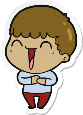 Bir insan tarafından çizilmiş mutlu bir adamın çıkartması.