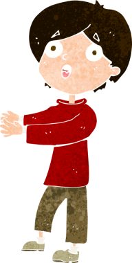 Bir insan tarafından çizilmiş, şok olmuş bir çocuk.