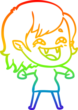 Gökkuşağı gradyan çizgi çizimi Bir insan tarafından çizilmiş gülen vampir kız çizgi filmi