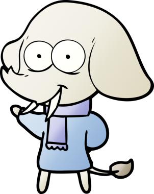 Bir insan tarafından çizilmiş mutlu bir fil.